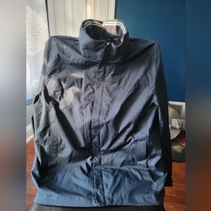 NAUTICA Mens Navy Logo Graphic Performance Stretch Wind Breaker Jacket